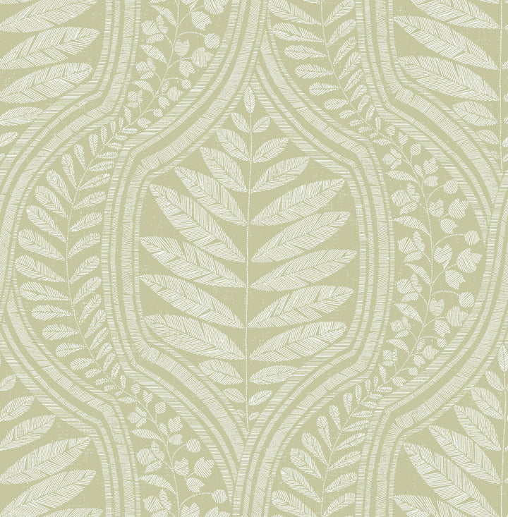 Juno Green Ogee Wallpaper by A-Street Prints Scott Living Covers about 56.4 square feet 20.5-in by 33-ft long roll Unpasted 20.8 - Fabric Carolina -