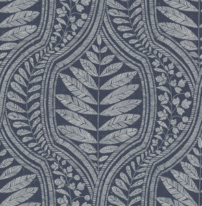 Juno Indigo Ogee Wallpaper by A-Street Prints