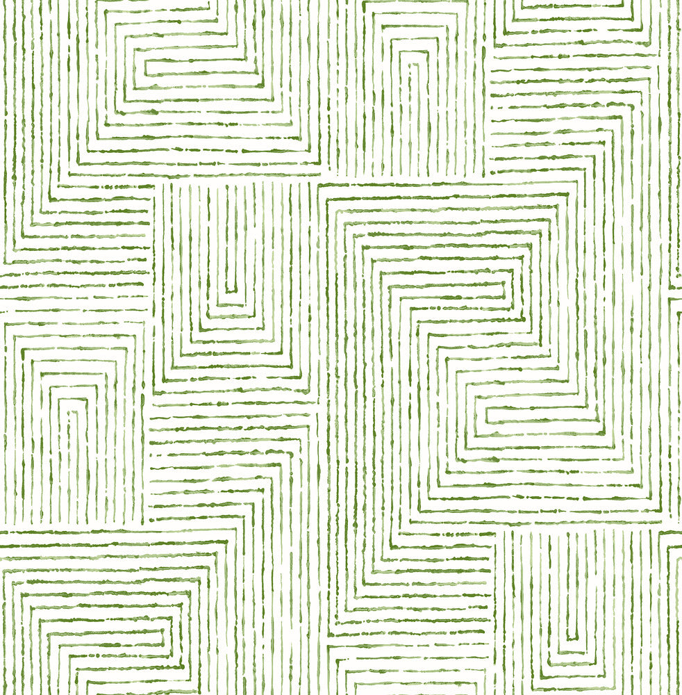 Merritt Green Geometric Wallpaper by A-Street Prints Scott Living Covers about 56.4 square feet 20.5-in by 33-ft long roll Unpasted 20.8 - Fabric Carolina -