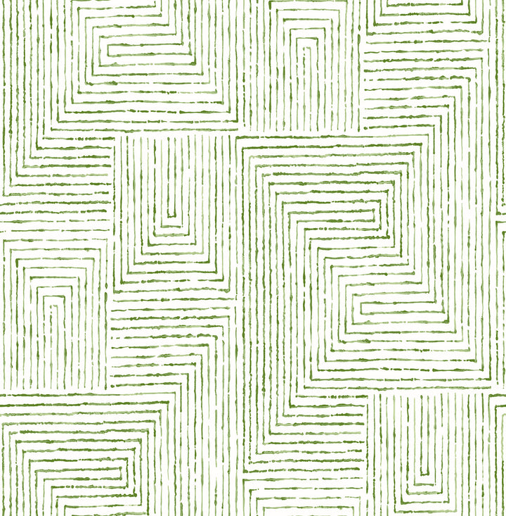 Merritt Green Geometric Wallpaper by A-Street Prints Scott Living Covers about 56.4 square feet 20.5-in by 33-ft long roll Unpasted 20.8 - Fabric Carolina -