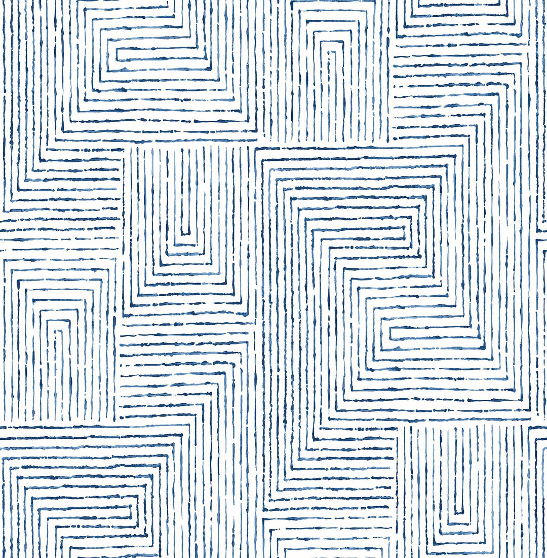 Merritt Indigo Geometric Wallpaper by A-Street Prints Designer