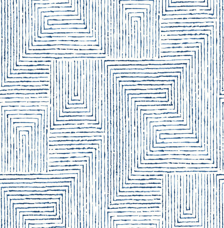 Merritt Indigo Geometric Wallpaper by A-Street Prints Designer