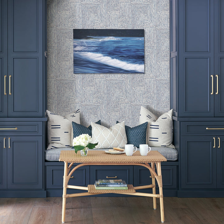 Merritt Indigo Geometric Wallpaper by A-Street Prints Designer