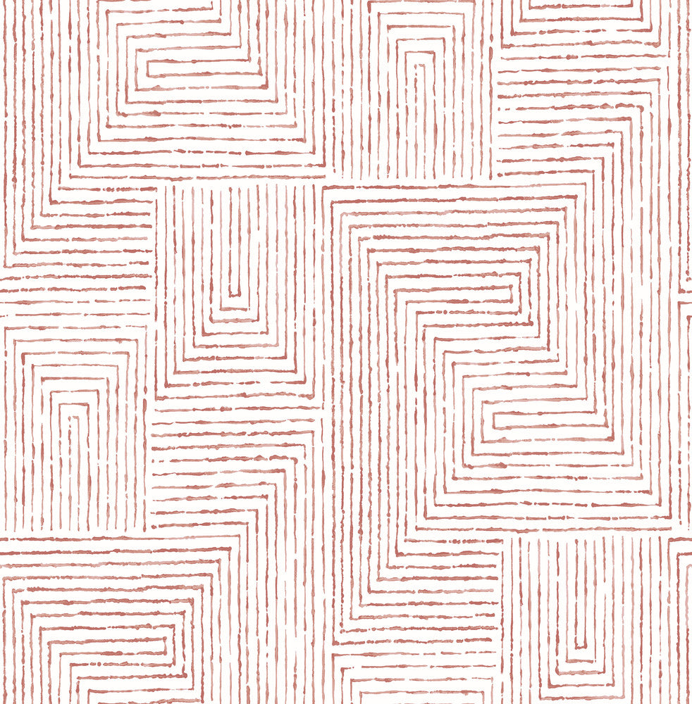 Merritt Red Geometric Wallpaper by A-Street Prints Scott Living Covers about 56.4 square feet 20.5-in by 33-ft long roll Unpasted 20.8 - Fabric Carolina -
