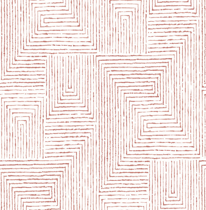 Merritt Red Geometric Wallpaper by A-Street Prints Scott Living Covers about 56.4 square feet 20.5-in by 33-ft long roll Unpasted 20.8 - Fabric Carolina -