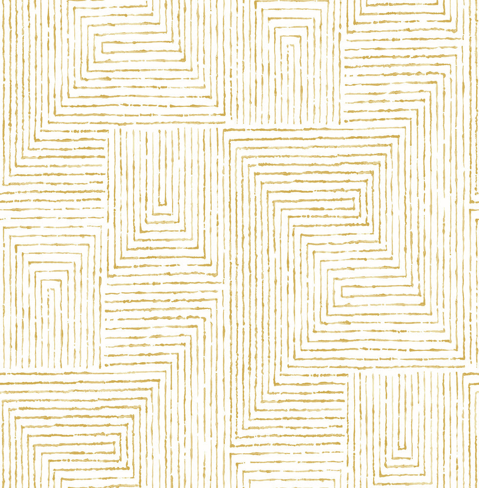 Merritt Honey Geometric Wallpaper by A-Street Prints Scott Living Covers about 56.4 square feet 20.5-in by 33-ft long roll Unpasted 20.8 - Fabric Carolina -