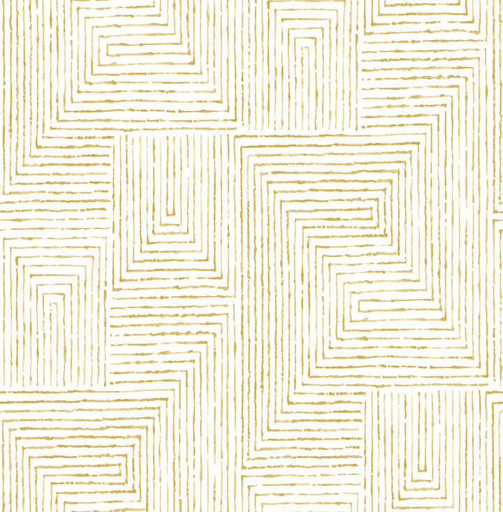 Merritt Honey Geometric Wallpaper by A-Street Prints Scott Living Covers about 56.4 square feet 20.5-in by 33-ft long roll Unpasted 20.8 - Fabric Carolina -