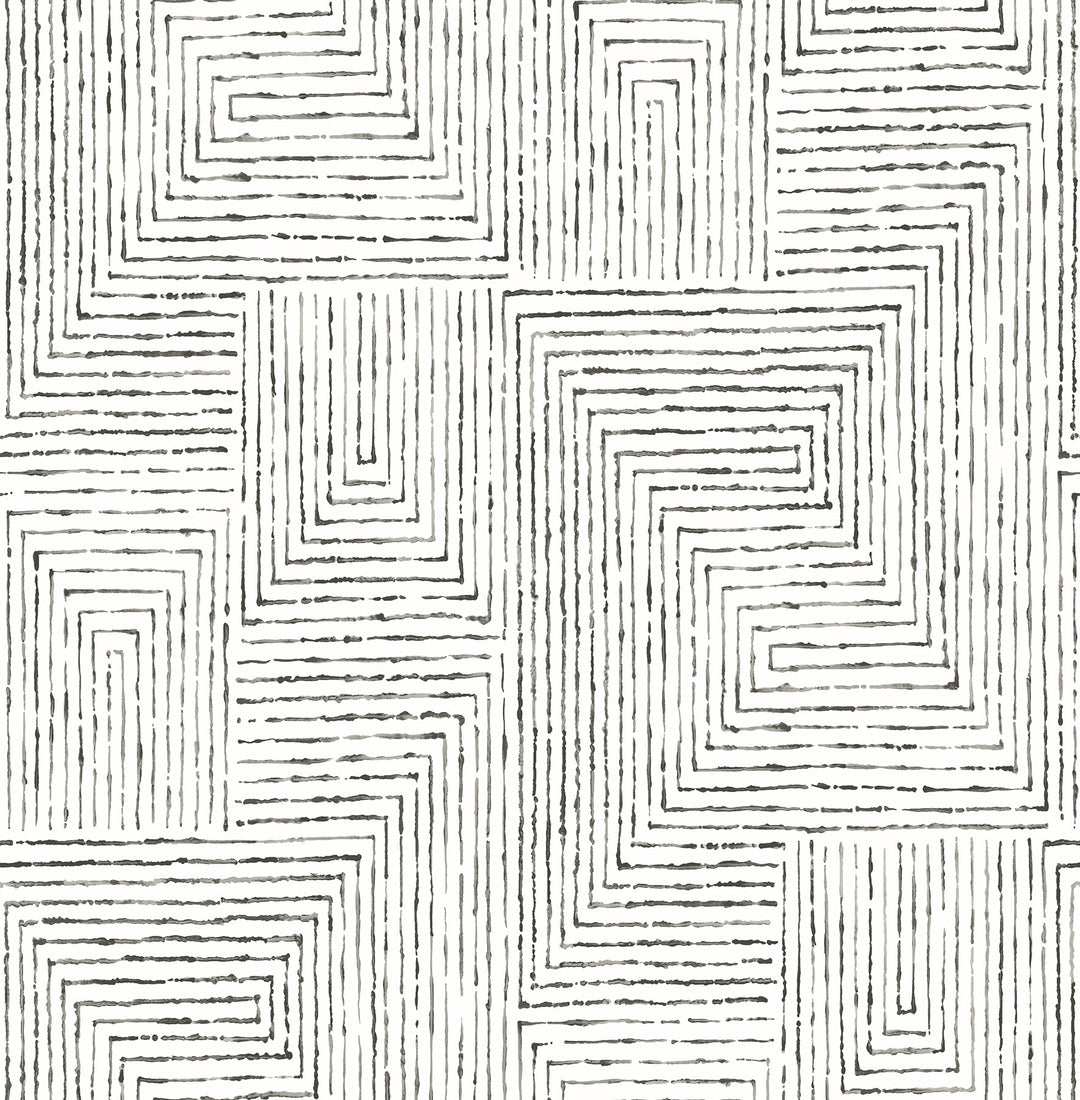 Merritt Black Geometric Wallpaper by A-Street Prints Designer