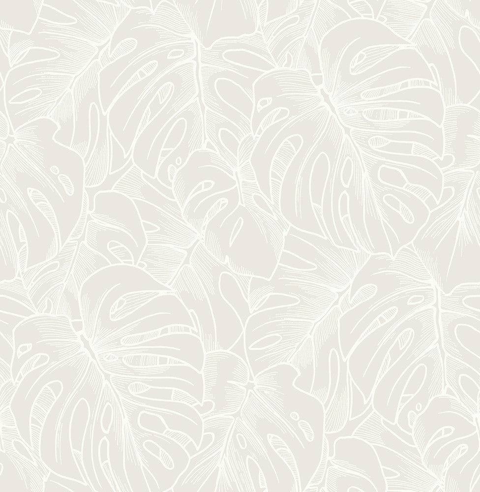 Balboa White Botanical Wallpaper by A-Street Prints Scott Living Covers about 56.4 square feet 20.5-in by 33-ft long roll Unpasted 21.1 - Fabric Carolina -