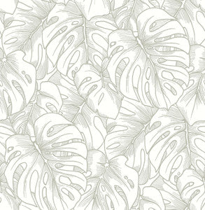 Balboa Silver Botanical Wallpaper by A-Street Prints