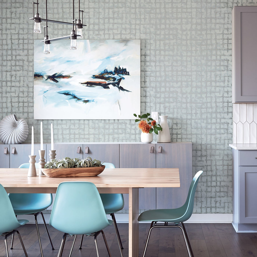 Shea Sky Blue Distressed Geometric Wallpaper by A-Street Prints Designer