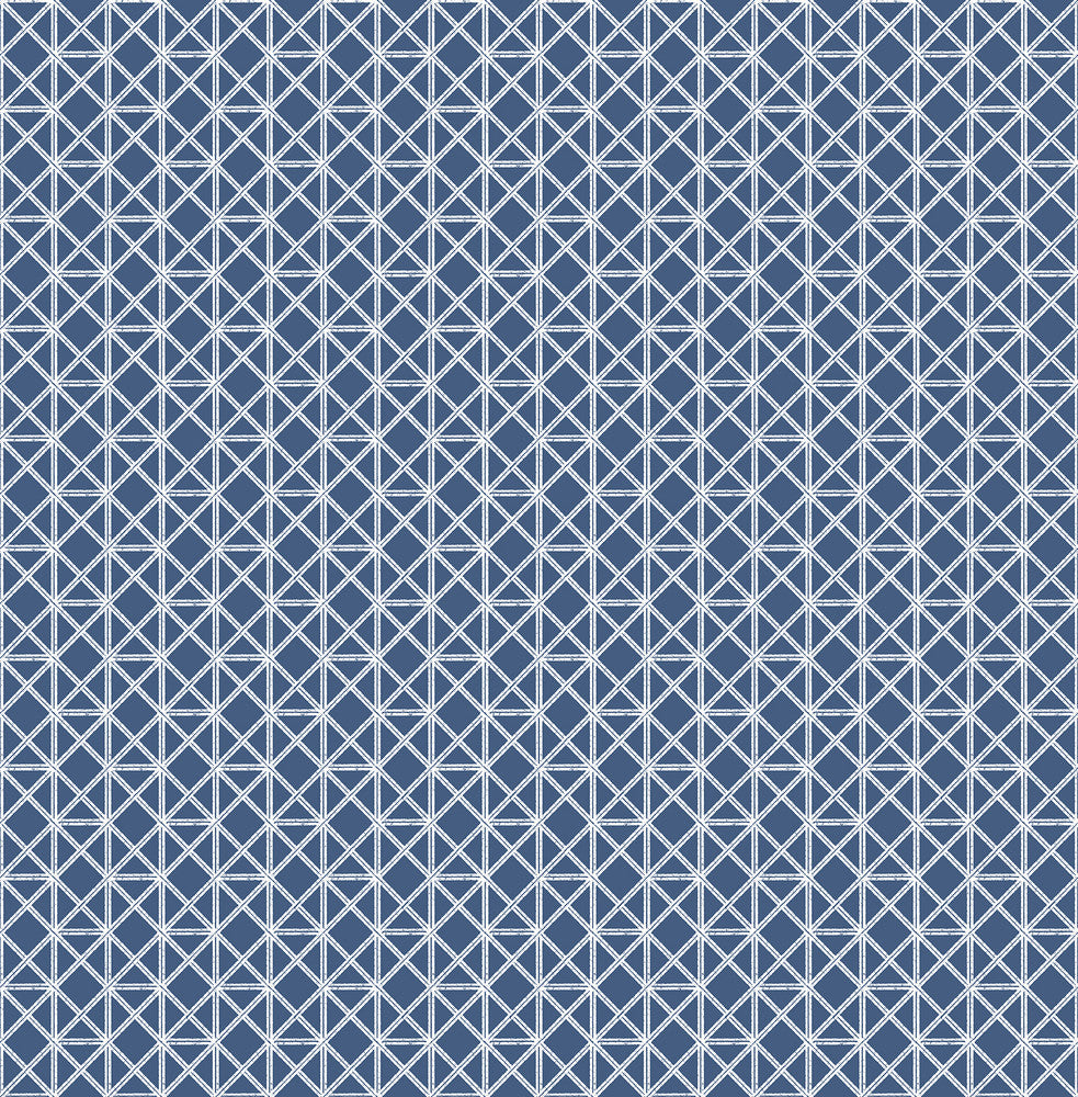 Lisbeth Navy Geometric Lattice Wallpaper by A-Street Prints Pacifica Covers about 56.4 square feet 20.5-in by 33-ft long roll Unpasted 2.1 - Fabric Carolina -
