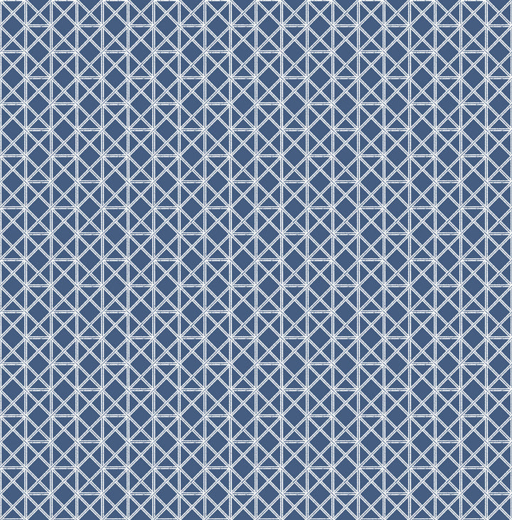 Lisbeth Navy Geometric Lattice Wallpaper by A-Street Prints Pacifica Covers about 56.4 square feet 20.5-in by 33-ft long roll Unpasted 2.1 - Fabric Carolina -