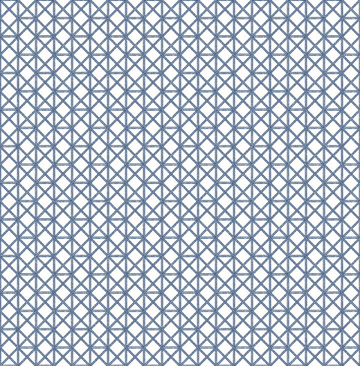 Lisbeth Blue Geometric Lattice Wallpaper by A-Street Prints Pacifica Covers about 56.4 square feet 20.5-in by 33-ft long roll Unpasted 2.1 - Fabric Carolina -