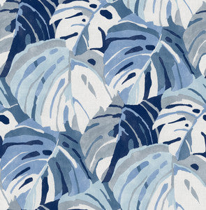 Samara Blue Monstera Leaf Wallpaper by A-Street Prints