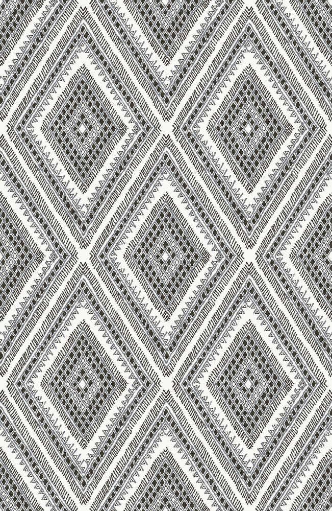 Zaya Black Tribal Diamonds Wallpaper by A-Street Prints Pacifica Covers about 56.4 square feet 20.5-in by 33-ft long roll Unpasted 20.8 - Fabric Carolina -