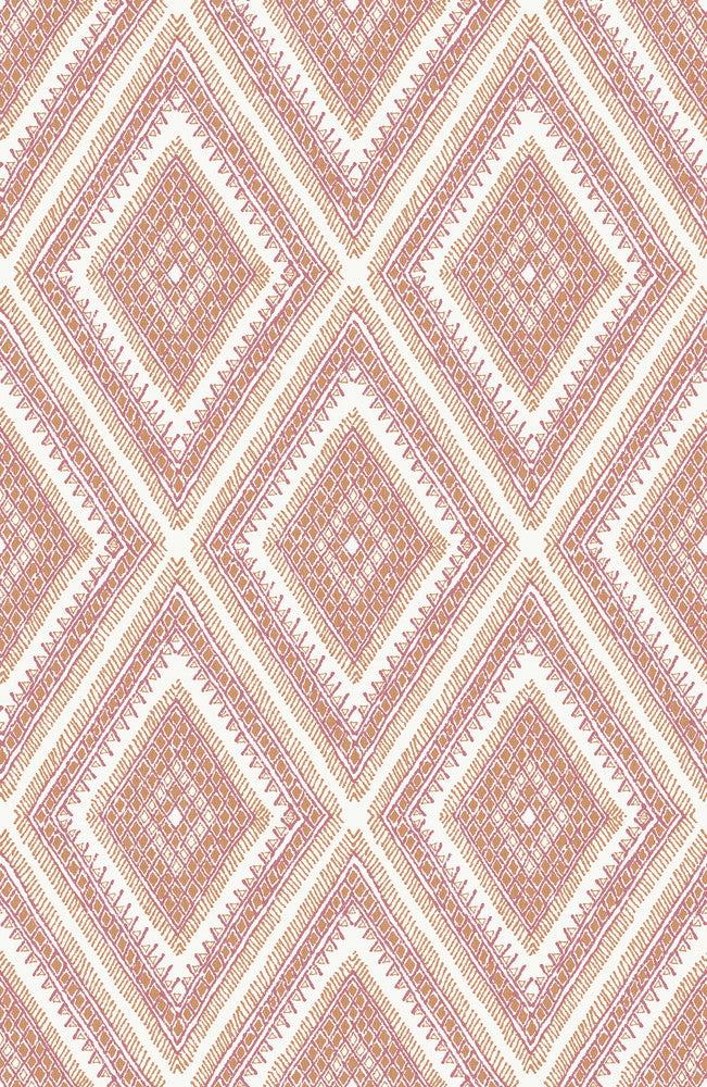 Zaya Orange Tribal Diamonds Wallpaper by A-Street Prints Pacifica Covers about 56.4 square feet 20.5-in by 33-ft long roll Unpasted 20.8 - Fabric Carolina -