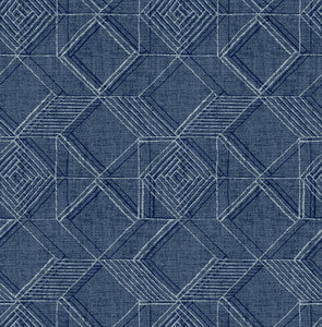 Moki Blue Lattice Geometric Wallpaper by A-Street Prints