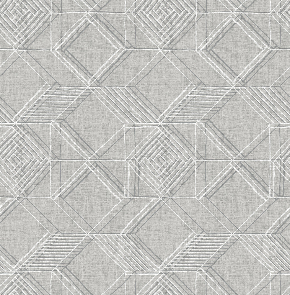 Moki Grey Lattice Geometric Wallpaper by A-Street Prints Pacifica Covers about 56.4 square feet 20.5-in by 33-ft long roll Unpasted 20.8 - Fabric Carolina -