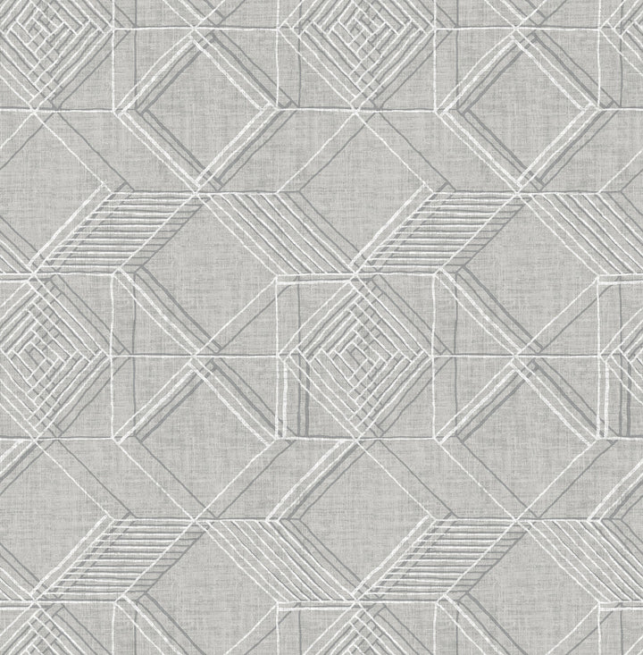 Moki Grey Lattice Geometric Wallpaper by A-Street Prints Pacifica Covers about 56.4 square feet 20.5-in by 33-ft long roll Unpasted 20.8 - Fabric Carolina -