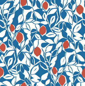 Loretto Blue Citrus Wallpaper by A-Street Prints