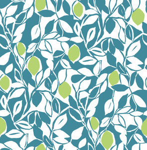 Loretto Teal Citrus Wallpaper by A-Street Prints