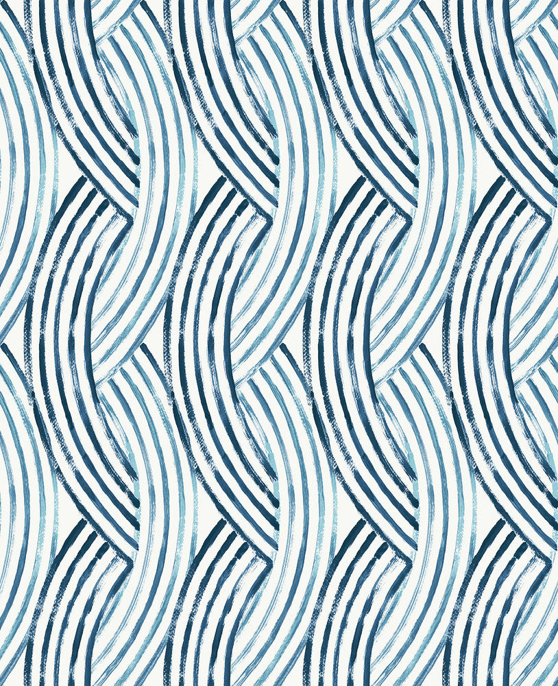Zamora Blue Brushstrokes Wallpaper by A-Street Prints Pacifica Covers about 56.4 square feet 20.5-in by 33-ft long roll Unpasted 25.2 - Fabric Carolina -