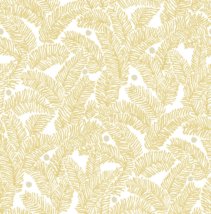 Athina Yellow Fern Wallpaper by A-Street Prints Pacifica Covers about 56.4 square feet 20.5-in by 33-ft long roll Unpasted 20.8 - Fabric Carolina -