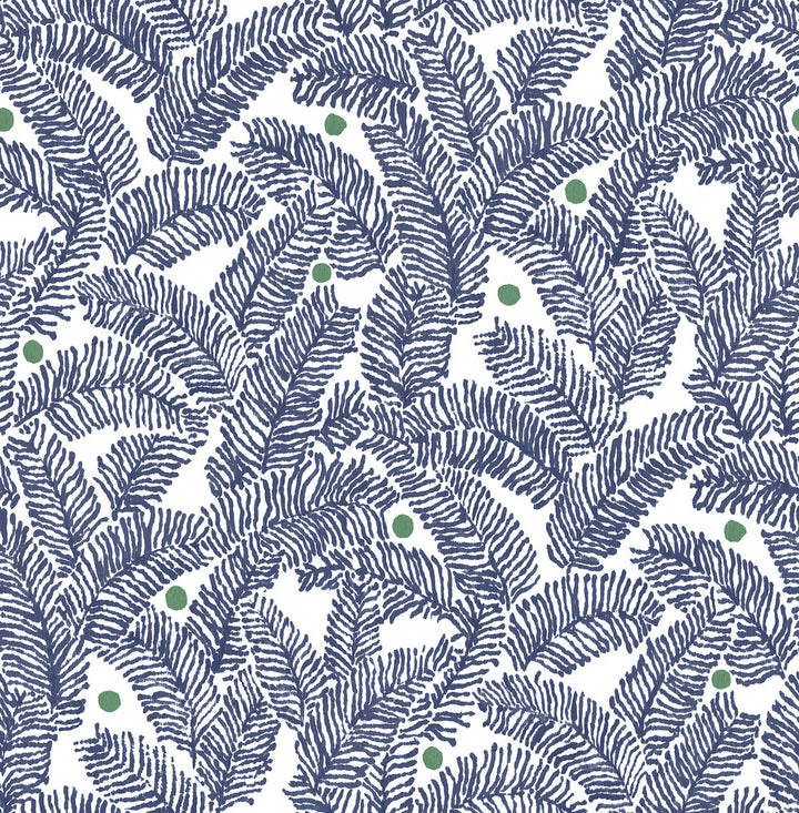 Athina Navy Fern Wallpaper by A-Street Prints Pacifica Covers about 56.4 square feet 20.5-in by 33-ft long roll Unpasted 20.8 - Fabric Carolina -
