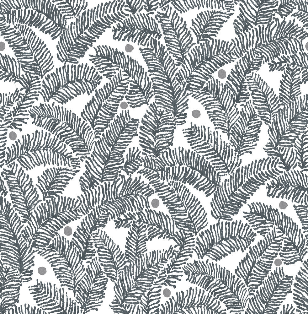 Athina Grey Fern Wallpaper by A-Street Prints Pacifica Covers about 56.4 square feet 20.5-in by 33-ft long roll Unpasted 20.8 - Fabric Carolina -