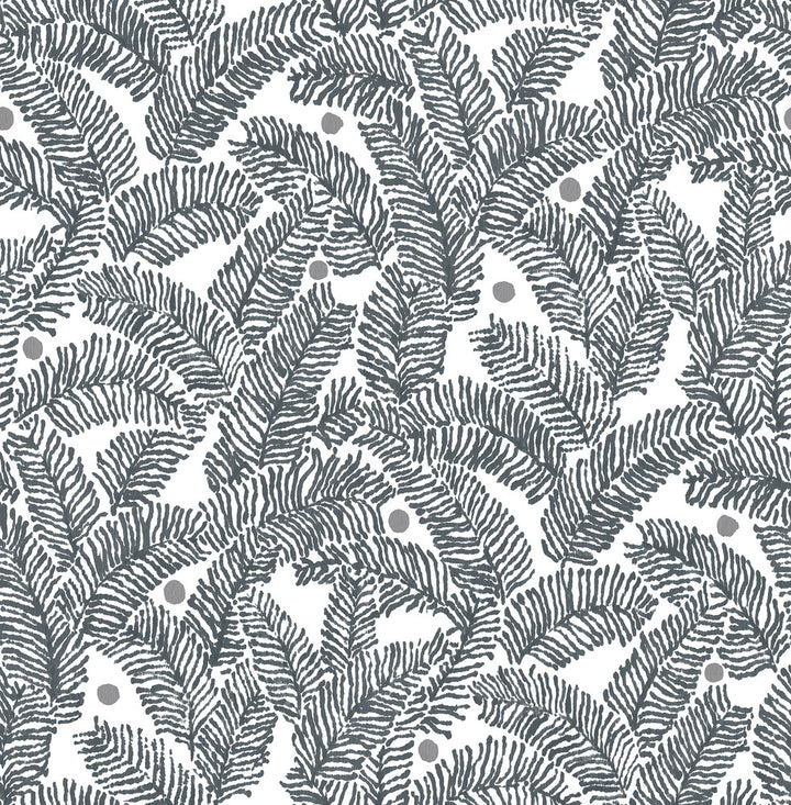 Athina Grey Fern Wallpaper by A-Street Prints Pacifica Covers about 56.4 square feet 20.5-in by 33-ft long roll Unpasted 20.8 - Fabric Carolina -