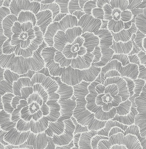 Periwinkle Grey Textured Floral Wallpaper by A-Street Prints