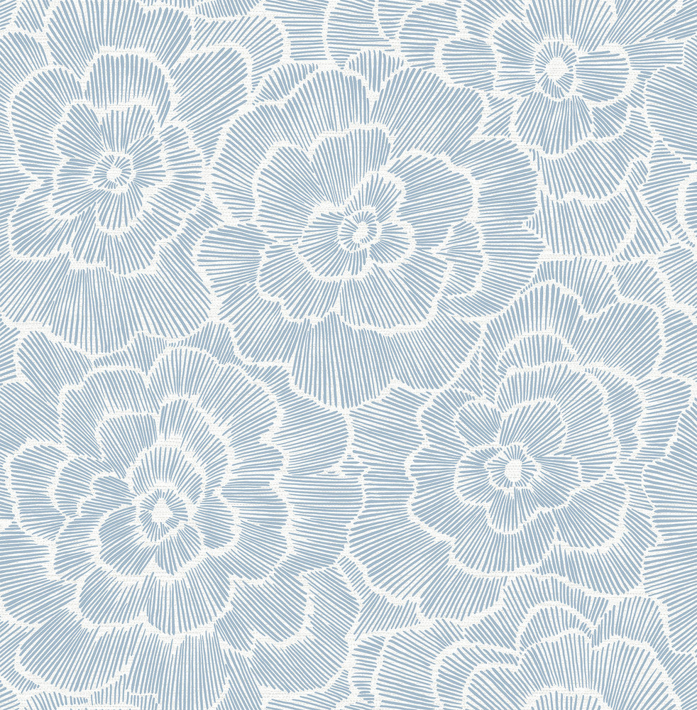 Periwinkle Blue Textured Floral Wallpaper by A-Street Prints Pacifica Covers about 56.4 square feet 20.5-in by 33-ft long roll Unpasted 10.4 - Fabric Carolina -