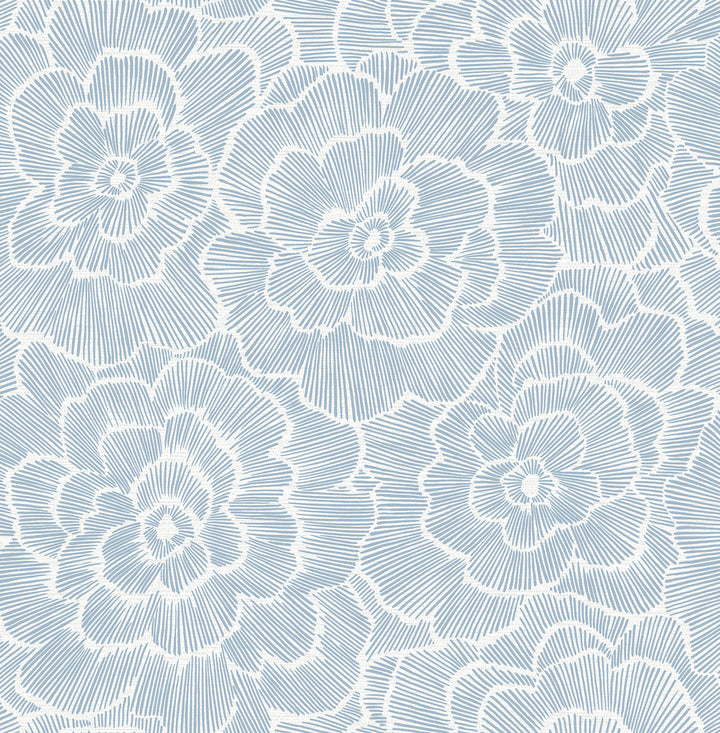 Periwinkle Blue Textured Floral Wallpaper by A-Street Prints Pacifica Covers about 56.4 square feet 20.5-in by 33-ft long roll Unpasted 10.4 - Fabric Carolina -