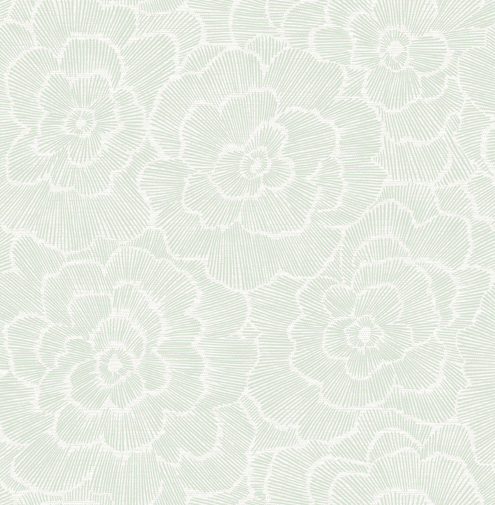 Periwinkle Green Textured Floral Wallpaper by A-Street Prints Pacifica Covers about 56.4 square feet 20.5-in by 33-ft long roll Unpasted 10.4 - Fabric Carolina -