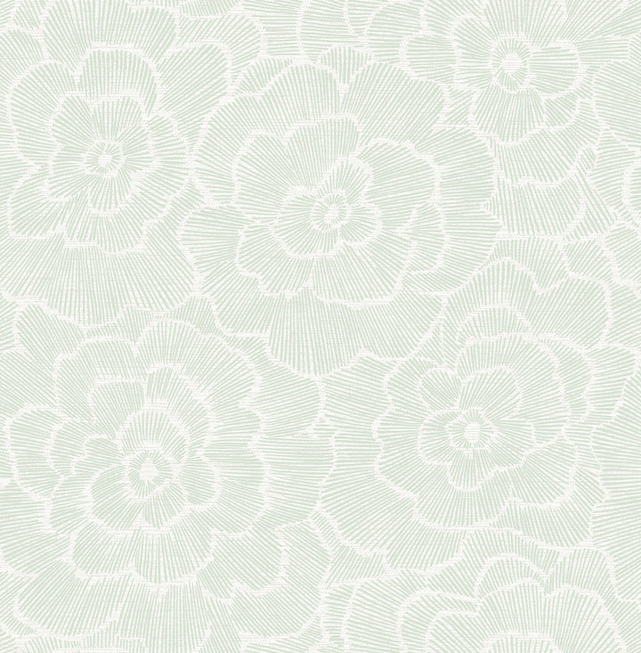 Periwinkle Green Textured Floral Wallpaper by A-Street Prints Pacifica Covers about 56.4 square feet 20.5-in by 33-ft long roll Unpasted 10.4 - Fabric Carolina -