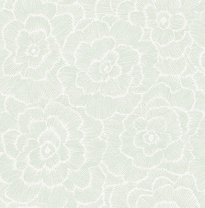Periwinkle Green Textured Floral Wallpaper by A-Street Prints