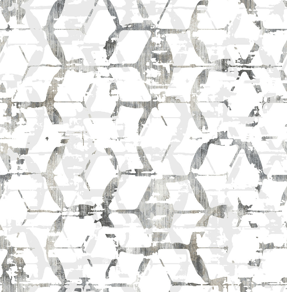 Augustine Black Distressed Geometric Wallpaper by A-Street Prints Pacifica Covers about 56.4 square feet 20.5-in by 33-ft long roll Unpasted 20.8 - Fabric Carolina -