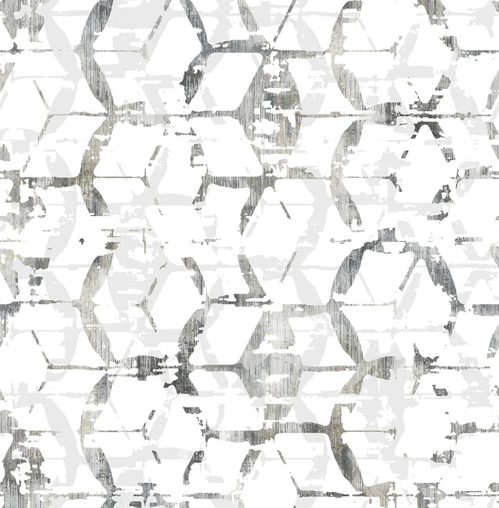 Augustine Black Distressed Geometric Wallpaper by A-Street Prints Pacifica Covers about 56.4 square feet 20.5-in by 33-ft long roll Unpasted 20.8 - Fabric Carolina -