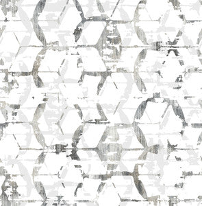 Augustine Black Distressed Geometric Wallpaper by A-Street Prints