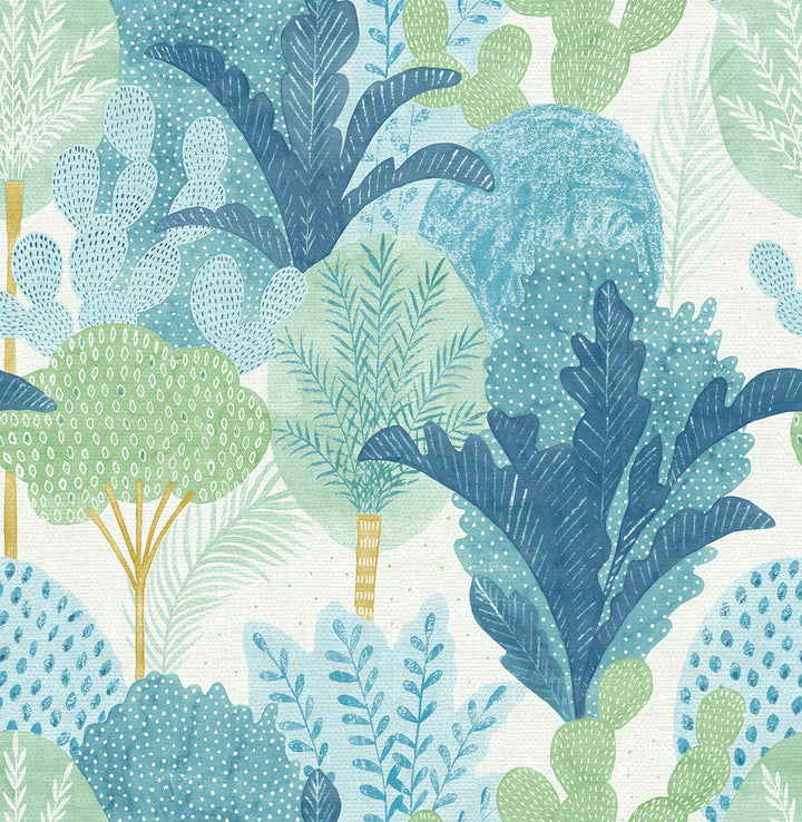 Ari Teal Desert Oasis Wallpaper by A-Street Prints Pacifica Covers about 56.4 square feet 20.5-in by 33-ft long roll Unpasted 20.8 - Fabric Carolina -