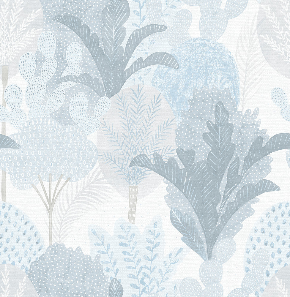 Ari Blue Desert Oasis Wallpaper by A-Street Prints Pacifica Covers about 56.4 square feet 20.5-in by 33-ft long roll Unpasted 20.8 - Fabric Carolina -