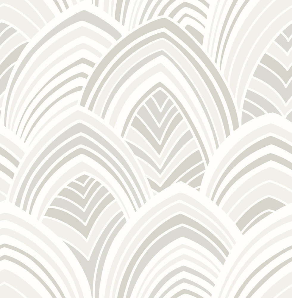 Cabarita White Art Deco Flocked Leaves Wallpaper by A-Street Prints Pacifica Covers about 56.4 square feet 20.5-in by 33-ft long roll Unpasted 21 - Fabric Carolina -