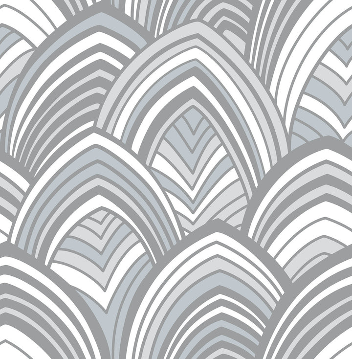 Cabarita Grey Art Deco Flocked Leaves Wallpaper by A-Street Prints Pacifica Covers about 56.4 square feet 20.5-in by 33-ft long roll Unpasted 21 - Fabric Carolina -