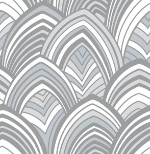 Cabarita Grey Art Deco Flocked Leaves Wallpaper by A-Street Prints