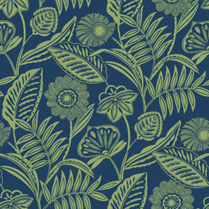 Alma Blue Tropical Floral Wallpaper by A-Street Prints