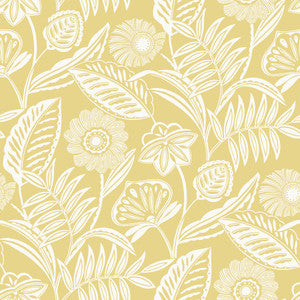 Alma Yellow Tropical Floral Wallpaper by A-Street Prints