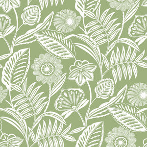 Alma Green Tropical Floral Wallpaper by A-Street Prints