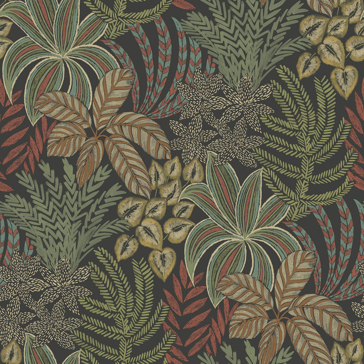 Sumner Black Woodland Botanical Wallpaper by A-Street Prints Designer