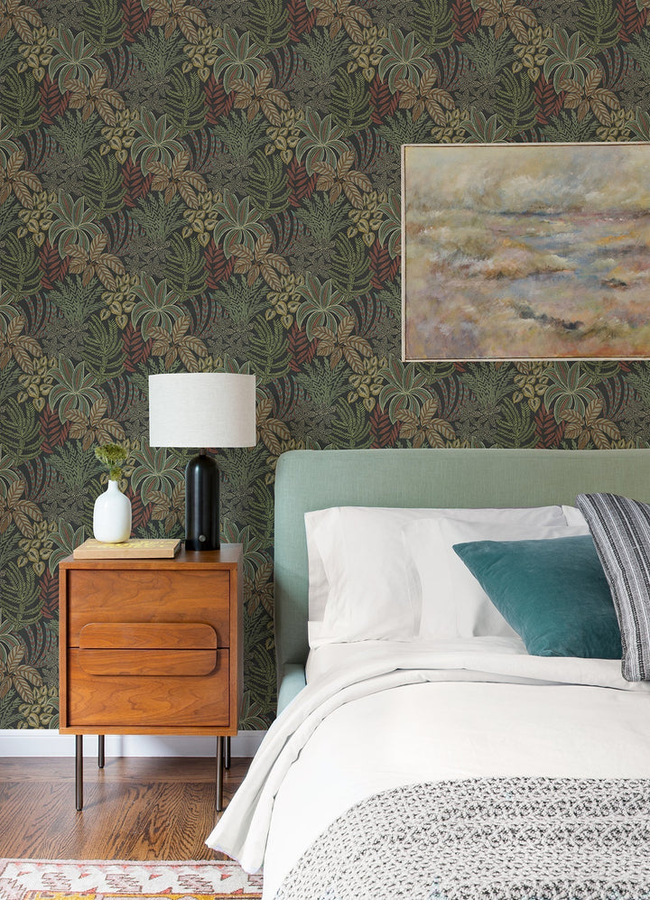 Sumner Black Woodland Botanical Wallpaper by A-Street Prints Designer
